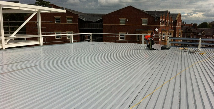 Roofing Sheets being installed